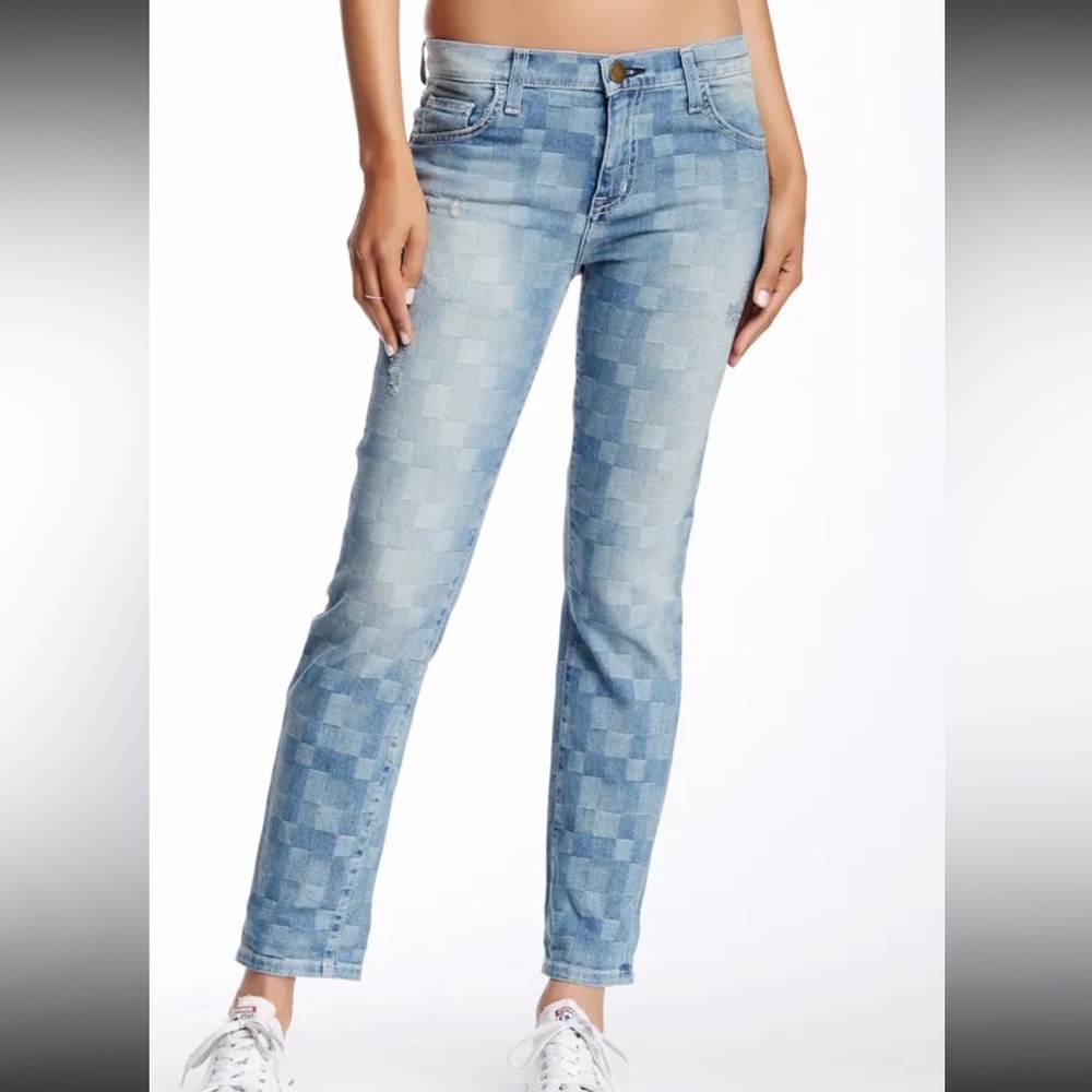 Current/Elliot The Fling Slim Boyfriend Jeans in Patchwork Monterrey NEW